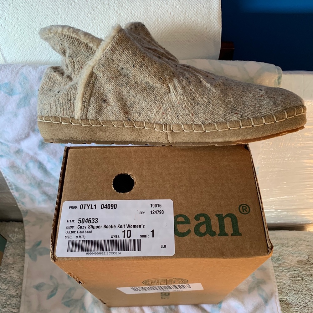 L.L. Bean Cozy Slipper Bootie in Sand/Taupe